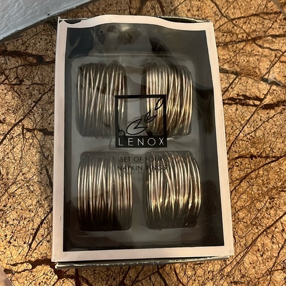 Lenox Napkin Rings Set of 4 Tin Can Al New in Box - Picture 2 of 6